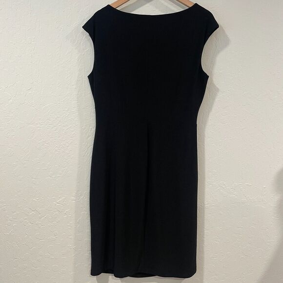 ~ NEW Lauren Ralph Lauren 16 LBD Cocktail Dress Black Asymmetrical LRL Lined - Picture 6 of 11